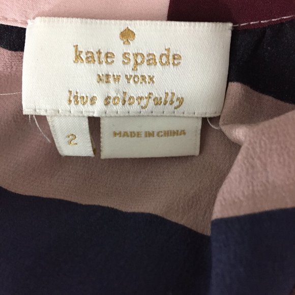 KATE SPADE Multi-Color Colorblock 100% Silk Tie Back Collar Short Sleeve Shirt - Picture 2 of 10